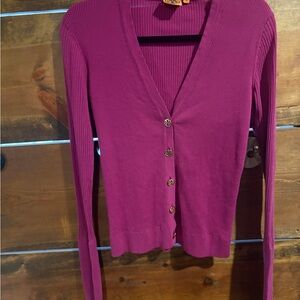 Tory Burch Magenta Cardigan Sweater